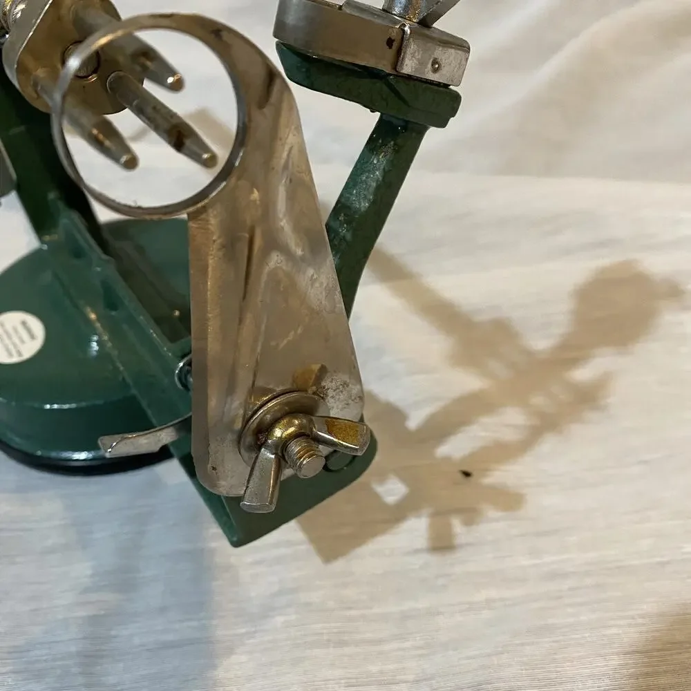 Vintage Green Metal Hand Crank Apple Peeler Corer with Locking Suction Base